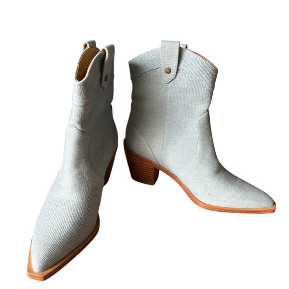 7‎ For All Mankind Women's 6 Denim Blue Western Cowboy Ankle Boots Festival - Picture 1 of 11